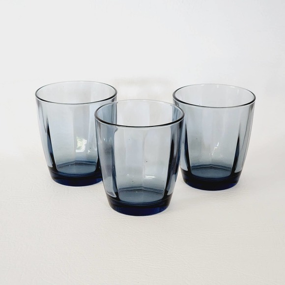 Bormioli Rocco, "Pulsar" Glass Water Ocean Blue, Set of 3 Rocks Glasses - Picture 1 of 9